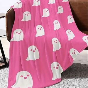 Halloween Viral Pink Ghost Blanket Soft Throw Plush Flannel 2023 Fleece Cartoon